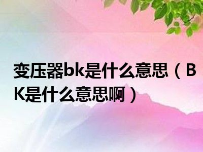 变压器bk是什么意思（BK是什么意思啊）