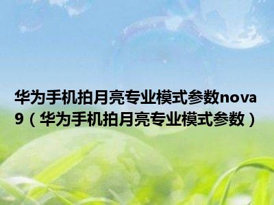 华为手机拍月亮专业模式参数nova9（华为手机拍月亮专业模式参数）