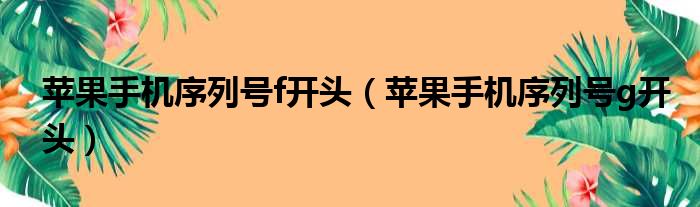 苹果手机序列号f开头（苹果手机序列号g开头）