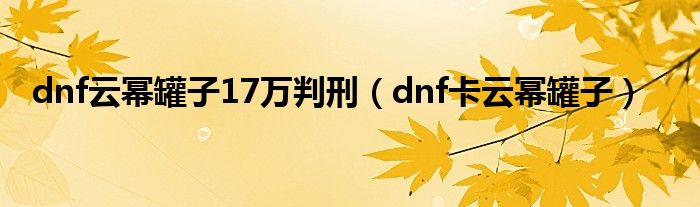  dnf云幂罐子17万判刑（dnf卡云幂罐子）