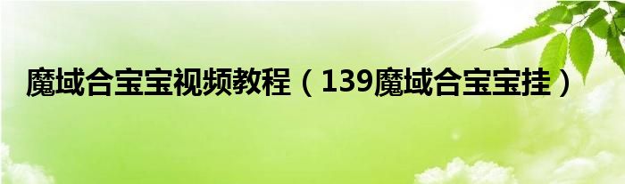  魔域合宝宝视频教程（139魔域合宝宝挂）