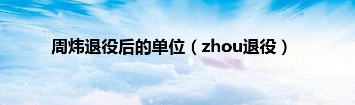  周炜退役后的单位（zhou退役）