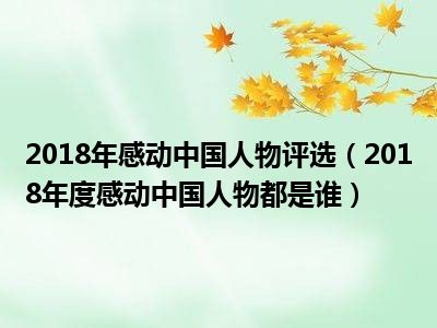 2018年感动中国人物评选（2018年度感动中国人物都是谁）