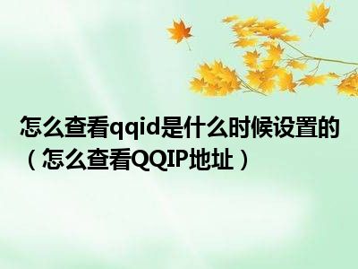 怎么查看qqid是什么时候设置的（怎么查看QQIP地址）