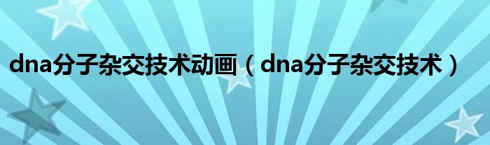  dna分子杂交技术动画（dna分子杂交技术）