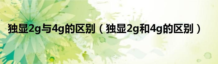  独显2g与4g的区别（独显2g和4g的区别）