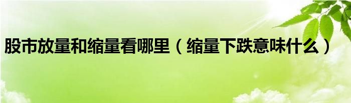  股市放量和缩量看哪里（缩量下跌意味什么）