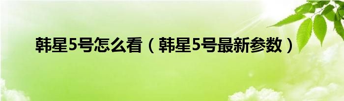  韩星5号怎么看（韩星5号最新参数）