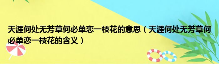 天涯何处无芳草何必单恋一枝花的意思（天涯何处无芳草何必单恋一枝花的含义）