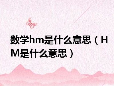 数学hm是什么意思（HM是什么意思）