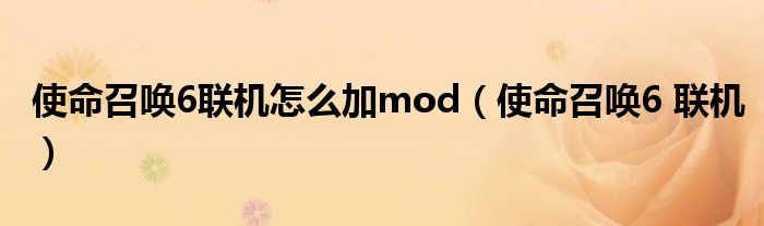  使命召唤6联机怎么加mod（使命召唤6 联机）