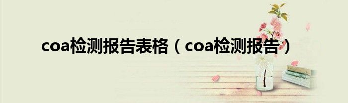  coa检测报告表格（coa检测报告）