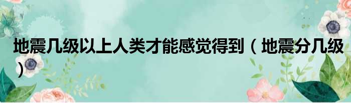 地震几级以上人类才能感觉得到（地震分几级）