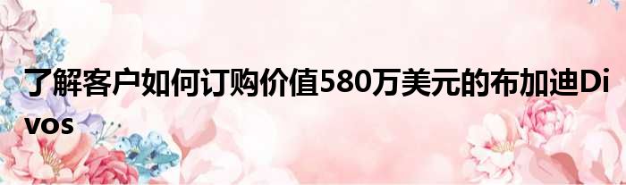 了解客户如何订购价值580万美元的布加迪Divos