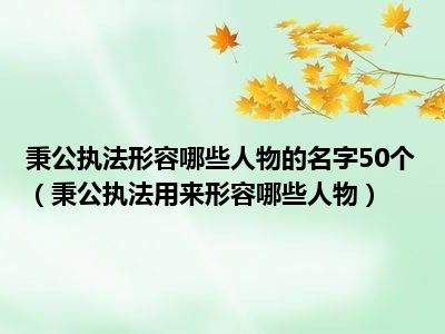 秉公执法形容哪些人物的名字50个（秉公执法用来形容哪些人物）