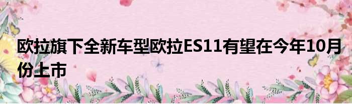 欧拉旗下全新车型欧拉ES11有望在今年10月份上市