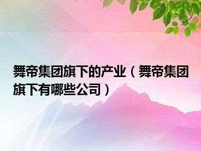 舞帝集团旗下的产业（舞帝集团旗下有哪些公司）