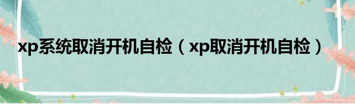 xp系统取消开机自检（xp取消开机自检）