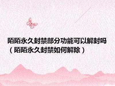 陌陌永久封禁部分功能可以解封吗（陌陌永久封禁如何解除）