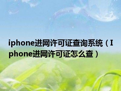 iphone进网许可证查询系统（Iphone进网许可证怎么查）