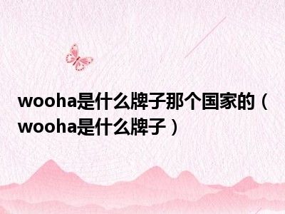 wooha是什么牌子那个国家的（wooha是什么牌子）