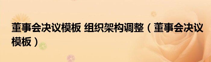 董事会决议模板 组织架构调整（董事会决议模板）