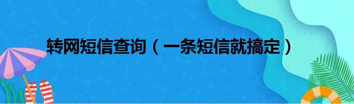 转网短信查询（一条短信就搞定）