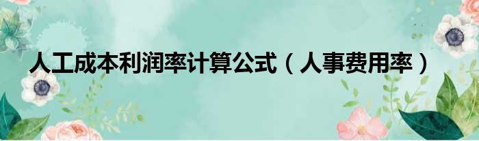 人工成本利润率计算公式（人事费用率）