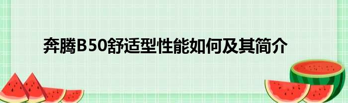 奔腾B50舒适型性能如何及其简介