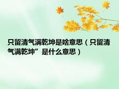 只留清气满乾坤是啥意思（只留清气满乾坤”是什么意思）