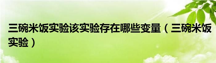  三碗米饭实验该实验存在哪些变量（三碗米饭实验）