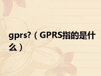 gprs （GPRS指的是什么）