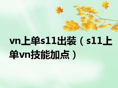 vn上单s11出装（s11上单vn技能加点）