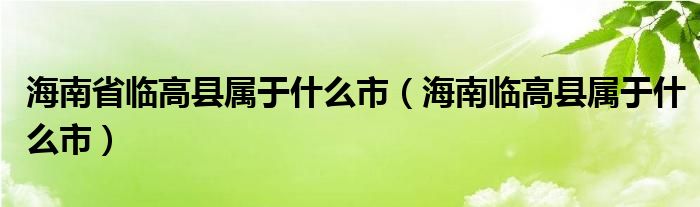  海南省临高县属于什么市（海南临高县属于什么市）