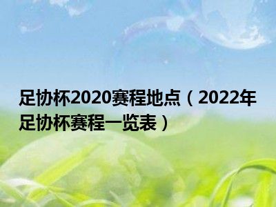 足协杯2020赛程地点（2022年足协杯赛程一览表）