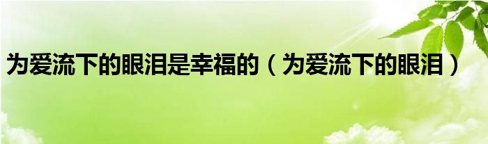  为爱流下的眼泪是幸福的（为爱流下的眼泪）