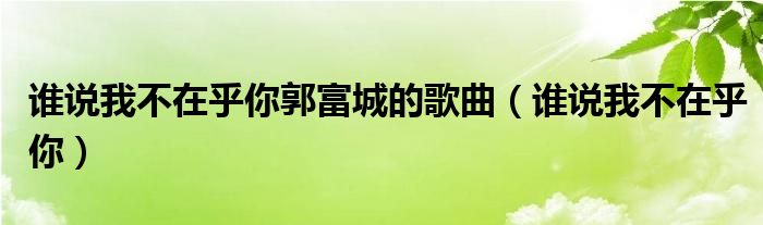  谁说我不在乎你郭富城的歌曲（谁说我不在乎你）