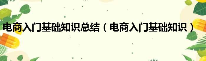 电商入门基础知识总结（电商入门基础知识）