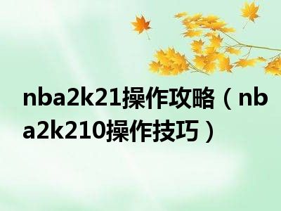 nba2k21操作攻略（nba2k210操作技巧）