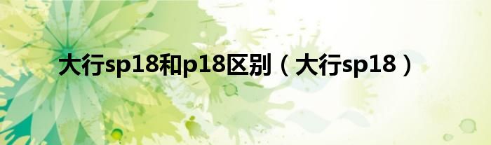  大行sp18和p18区别（大行sp18）