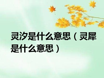 灵汐是什么意思（灵犀是什么意思）