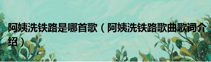 阿姨洗铁路是哪首歌（阿姨洗铁路歌曲歌词介绍）