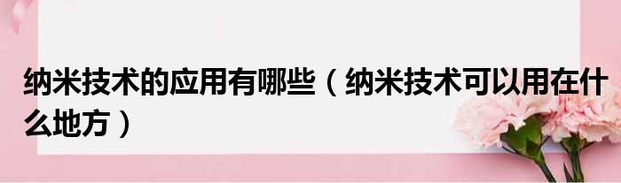 纳米技术的应用有哪些（纳米技术可以用在什么地方）