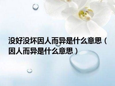 没好没坏因人而异是什么意思（因人而异是什么意思）