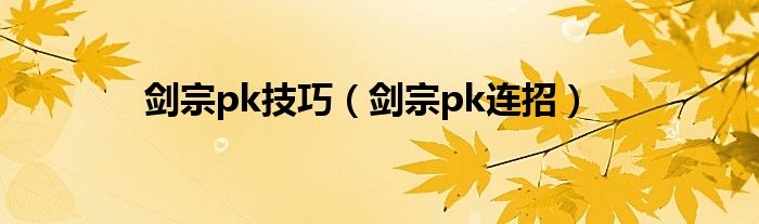  剑宗pk技巧（剑宗pk连招）