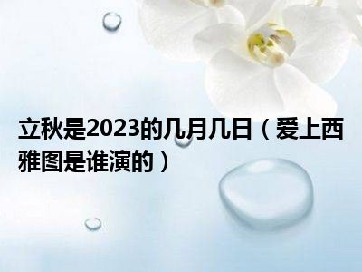 立秋是2023的几月几日（爱上西雅图是谁演的）