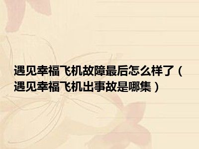 遇见幸福飞机故障最后怎么样了（遇见幸福飞机出事故是哪集）