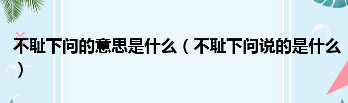 不耻下问的意思是什么（不耻下问说的是什么）