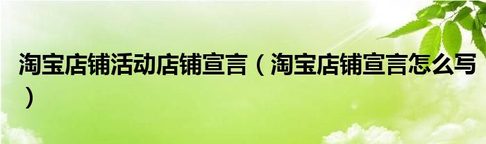  淘宝店铺活动店铺宣言（淘宝店铺宣言怎么写）