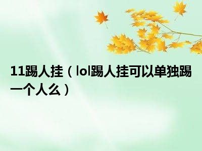 11踢人挂（lol踢人挂可以单独踢一个人么）